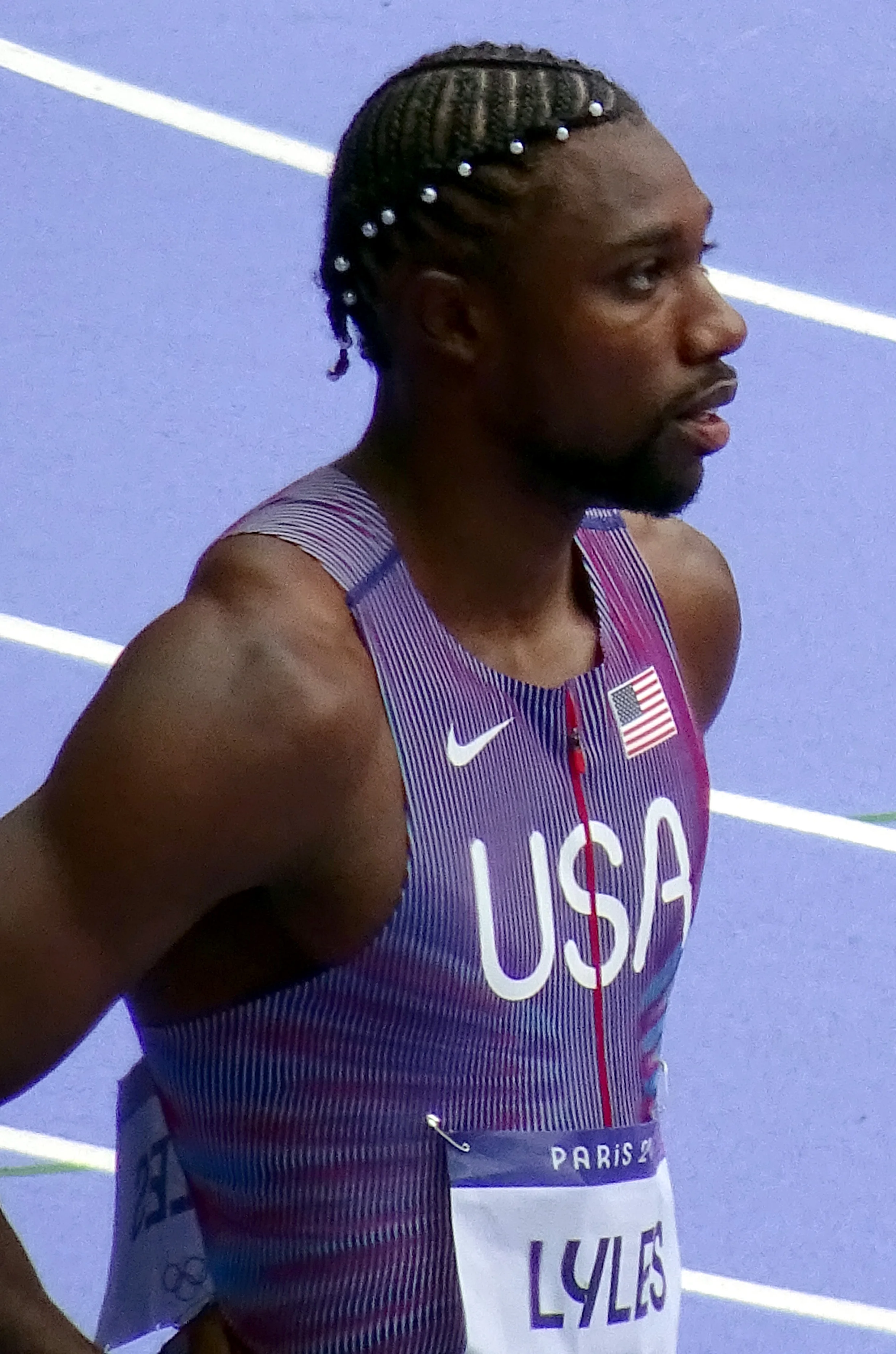 Noah Lyles in the selected documented original photograph
